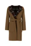 Burberry Reversible Wool Coat Belted Waist In Brown
