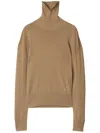 Burberry High Neck Wool Sweater With Equestrian Knight Motif In Brown