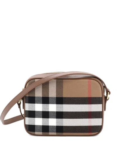 Pre-owned Burberry Camera Bag House Check Canvas Small Crossbody Bag In Brown