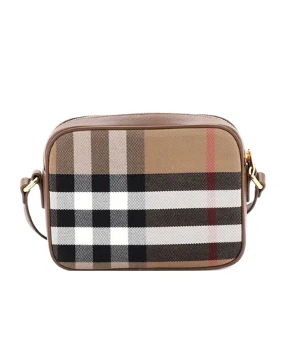Burberry Camera Bag House Check Canvas Small Crossbody Bag In Brown