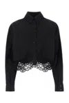Burberry Cropped Shirt With Macrame Lace Insert In Black