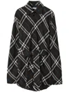 Burberry Wool-silk Check Shirt In Brown