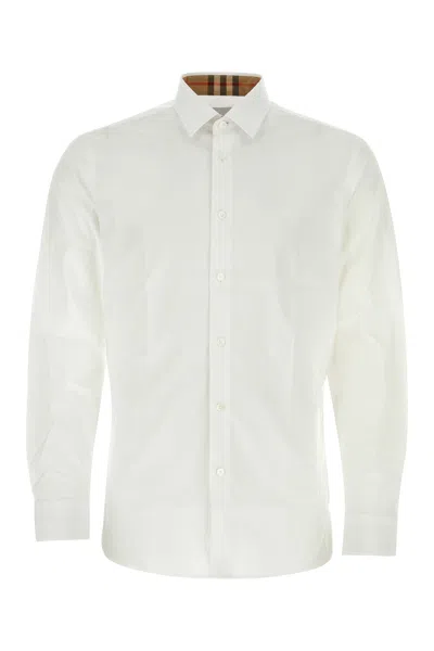 BURBERRY BURBERRY WHITE STRETCH POPLIN SHIRT