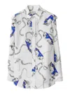 Burberry Graphic Print Silk Shirt In Blue