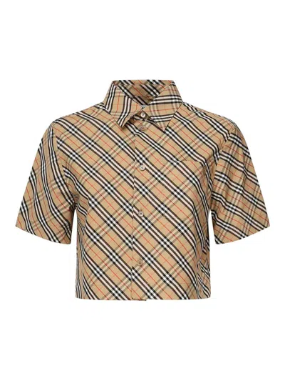 Burberry Crop Shirt In Beige