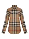 Burberry Check Pattern Collared Neck Cuffed Long Sleeves In Black
