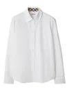 Burberry Cotton Poplin Shirt With Check Pattern Detail In White