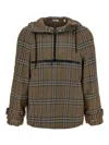 Burberry Half-zip Jacket With Check Pattern In Silk Blend Men In Multi