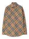 Burberry Check Cotton Shirt In Black