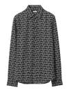 Burberry Long Sleeve Shirt With All-over Monogram Print In Silver