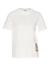 Burberry Cotton T-shirt With Check Application In Blanco