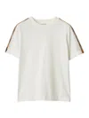 Burberry White Cotton Check Trims T-shirt