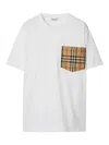 Burberry Women White Jersey Checked Twill-trimmed Cotton-jersey T-shirt Tee Shirt In White