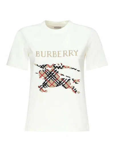 Burberry T-shirt With Cross-stitch Ekd In White
