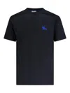 Burberry Blue T-shirt With Eks Logo Embroidered On The Front In Cotton Man In Black