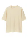 Burberry Logo Embroidered Cotton T-shirt In Brown