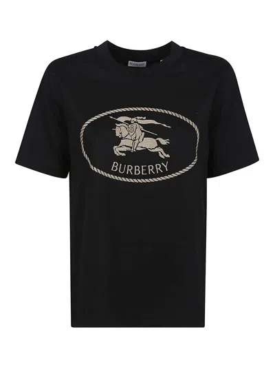 Burberry Black T-shirt With Equestrian Knight Design