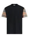 Burberry Check Motif Cotton T-shirt In Black