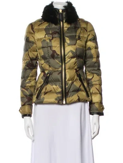 Pre-owned Burberry Camouflage Print Down Jacket In Green