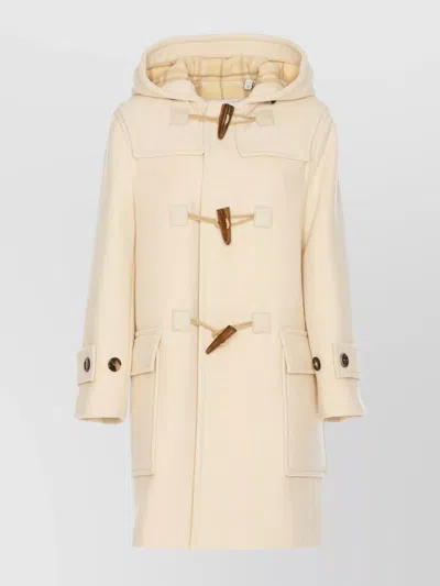 Burberry Candle Hooded Coat Front Pockets In Neutrals