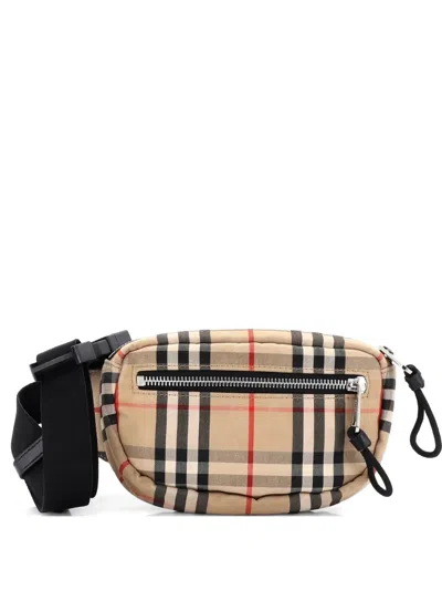Pre-owned Burberry Cannon Bum Bag Vintage Check Canvas Small Belt Bag In Brown