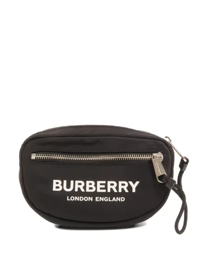 Pre-owned Burberry Cannon Logo-print Belt Bag In Black
