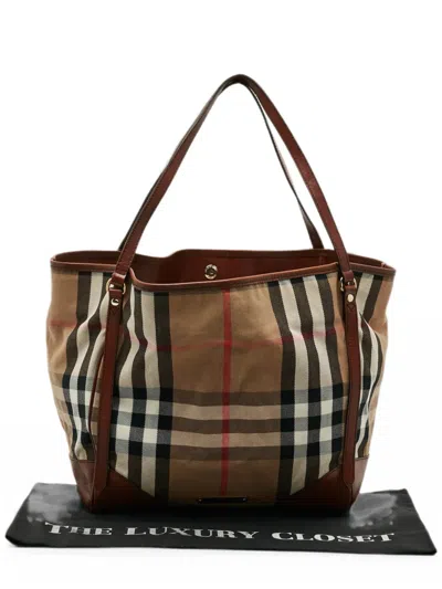 Pre-owned Burberry Canterbury House Check Tote Bag In Neutral