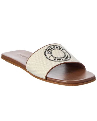 Burberry Canvas & Leather Sandal In Brown