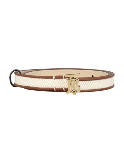BURBERRY CANVAS AND LEATHER TB BELT