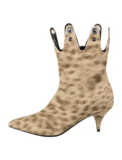 Pre-owned Burberry Canvas Animal Print Boots W/ Tags In Brown