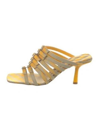 Pre-owned Burberry Canvas Animal Print Gladiator Sandals W/ Tags In Yellow