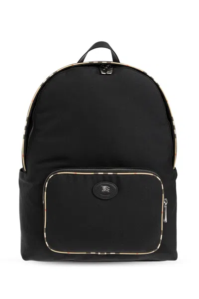 Burberry Canvas Backpack, 32 Cm Width X 40 Cm Height X 15 Cm Depth In Black