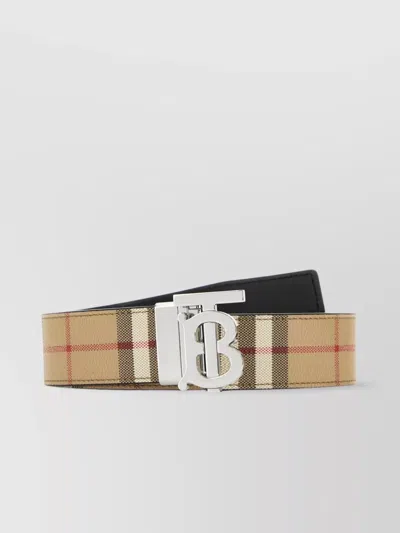 Burberry Canvas Belt Vintage Check Pattern Buckle In Brown