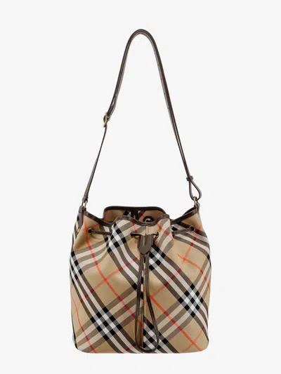 BURBERRY CANVAS BUCKET BAG WITH CHECK MOTIF