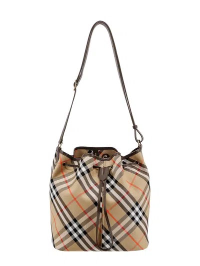 Burberry Canvas Bucket Bag With Check Motif