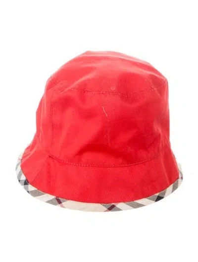 Pre-owned Burberry Canvas Bucket Hat In Red