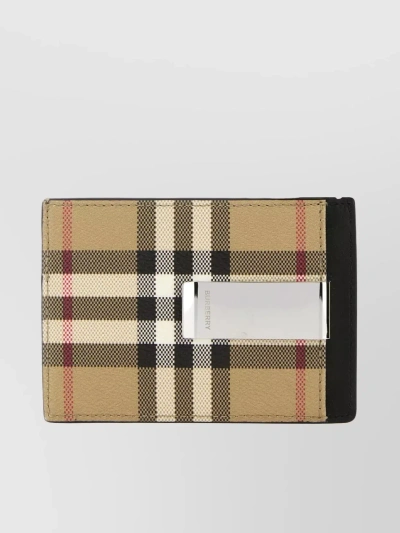 Burberry Canvas Check Card Holder In Black