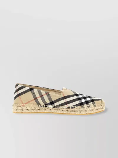 Burberry Canvas Check Pattern Espadrilles With Round Toe In Multicolor