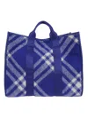 Burberry Canvas Check Tote In Blue