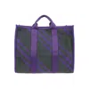 Burberry Canvas Check Tote In Purple