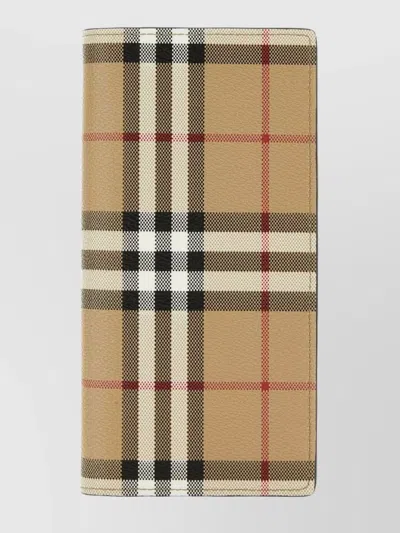 Burberry Canvas Checkered Bifold Wallet In Brown