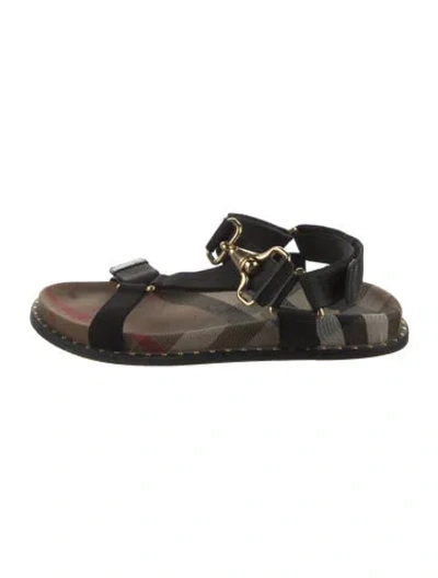 Pre-owned Burberry Canvas Gladiator Sandals In Black