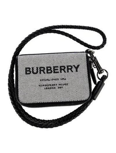 Pre-owned Burberry Canvas Graphic Print Card Holder In Black