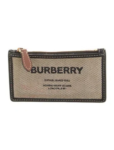 Pre-owned Burberry Canvas Graphic Print Wallet In Neutrals