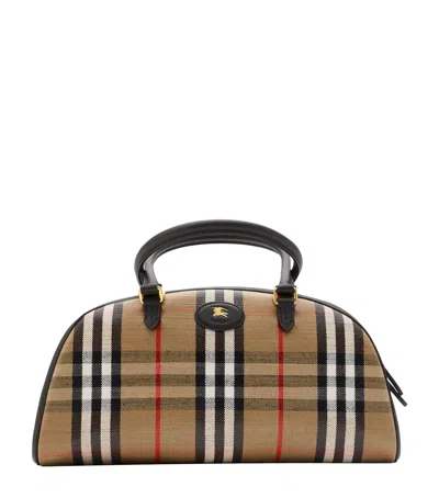 BURBERRY CANVAS HIGHLANDS BOWLING TOP-HANDLE BAG