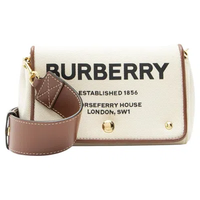 Pre-owned Burberry Canvas Horseferry Small Crossbody In Beige