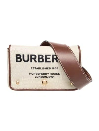 Pre-owned Burberry Canvas Horseferry Small In Neutrals