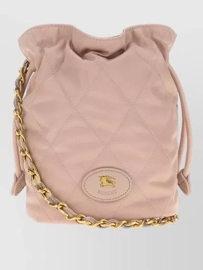 Burberry Canvas Horseshoe Bucket Bag With Chain Strap In Gold
