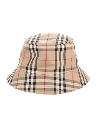 Pre-owned Burberry Canvas House Check Bucket Hat In Brown