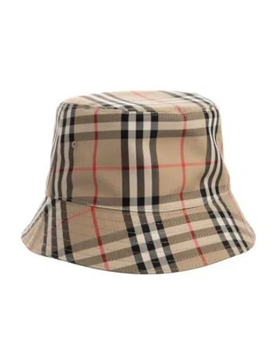 Pre-owned Burberry Canvas House Check Bucket Hat In Neutral